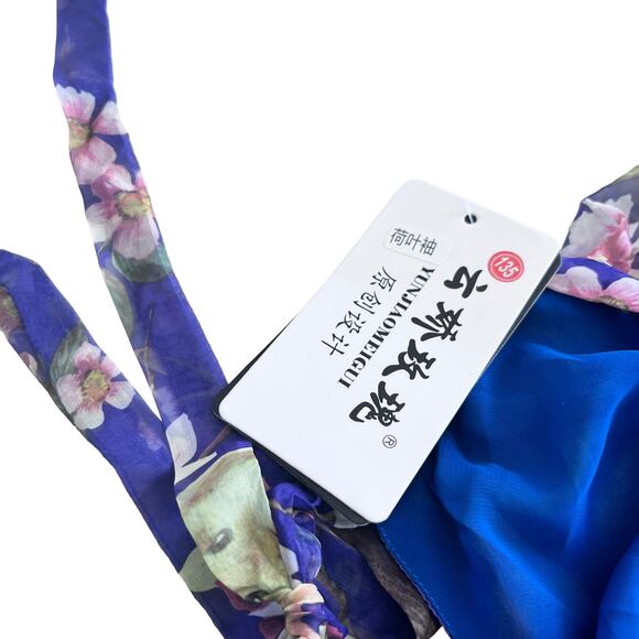 Floral purple chiffon maxi dress size Xl - Picture 6 of 9